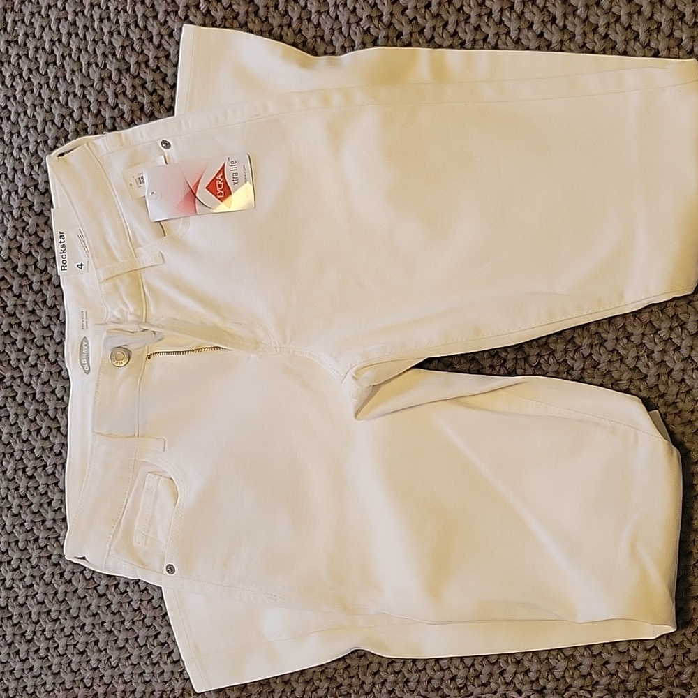 Old Navy Rockstar Super Skinny Jeans, white, size 4